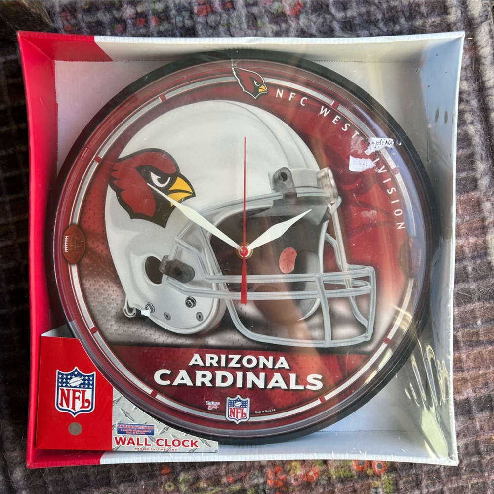 NIB Y2K Vintage Arizona Cardinals NFL Quartz Wall Clock Man Cave Decor WinCraft